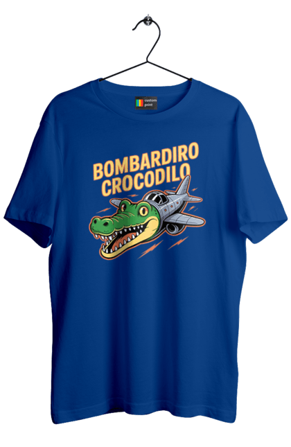 Футболка чоловіча з принтом "Bombardino Crocodilo". Bombardino, bombardino crocodilo, crocodilo, бомбардиро крокодило, бомбардіно крокоділо, крокодил, крокодил літак, крокодил мем, мем бомбардине крокодило, меми. 2070702