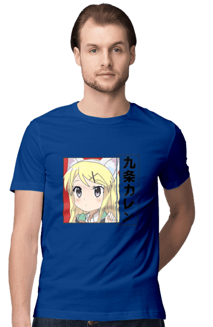 Men's t-shirt with prints Kiniro Mosaic Karen Kujo. Anime, gold mosaic, karen, karen kujo, kiniro mosaic, kinmoza, manga. 2070702