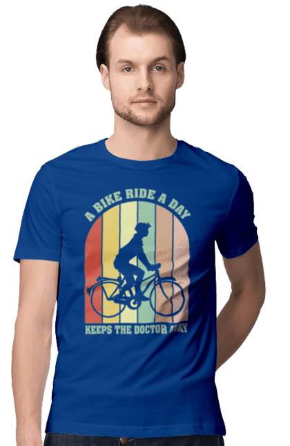 Футболка чоловіча з принтом "Поїздка на велосипеді". Велопрогулянка, велосипед, здоровий спосіб життя, зож, поїздка на велосипеді. 2070702