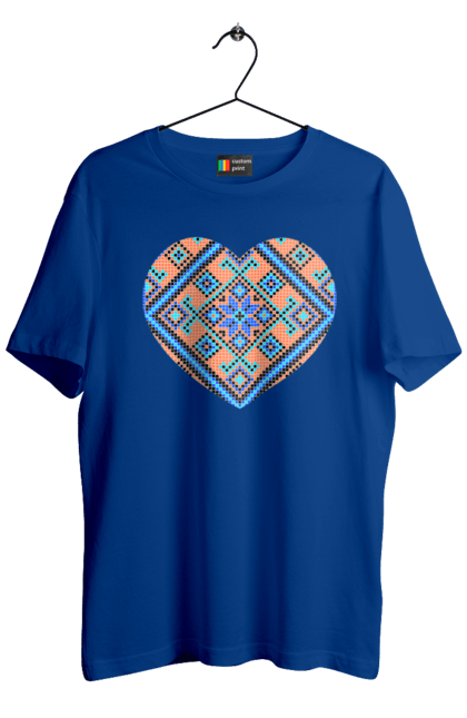 Футболка чоловіча з принтом "Серце вишивка". Вишиванка, вишивка, вишивка хрестиком, люблю україну, серце, символи україни, традиції україни, україна. 2070702