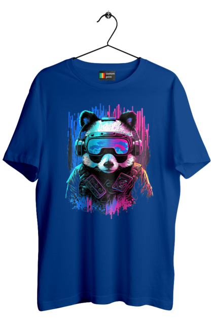 Футболка чоловіча з принтом "Панда в VR шолом". Віртуальна реальність, гік, панда, персонаж, шолом. 2070702