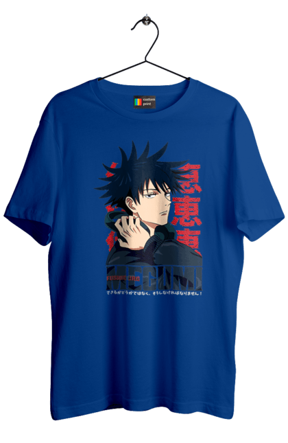 Men's t-shirt with prints Jujutsu Kaisen Megumi. Anime, dark fantasy, fushiguro, fushiguro megumi, jujutsu kaisen, magic battle, manga, megumi, mystic. 2070702