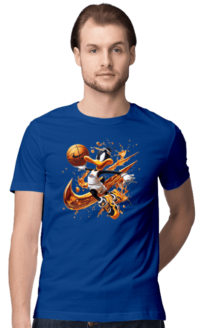 Men's t-shirt with prints Daffy Duck Nike. Cartoon, character, daffy duck, duck, looney tunes, merrie melodies, nike, warner brothers. 2070702