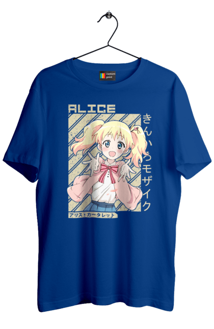 Men's t-shirt with prints Kiniro Mosaic Alice Cartelet. Alice, alice cartelet, anime, gold mosaic, kiniro mosaic, kinmoza, manga. 2070702