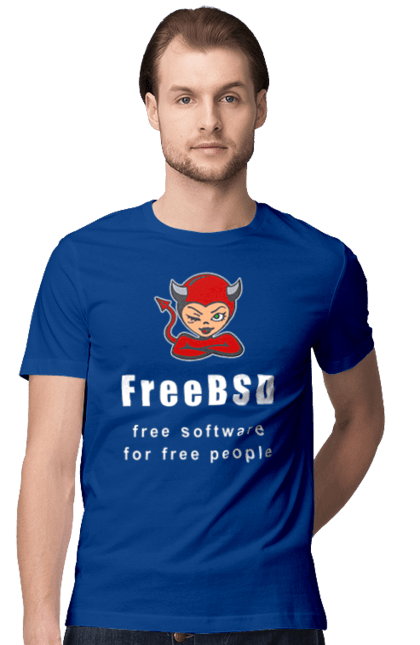 Футболка чоловіча з принтом "Freebsd Для Вільних". Bsd, freebsd, unix, адміністратор, айті, айтішник, безкоштовна, безкоштовно, бестія, білий, вільна, демон, демонесса, доступність, незалежність, операційна система, ос, програміст, програмне забезпечення, свобода, сисадмін, система, системний адміністратор, софт, текст, червоний. 2070702