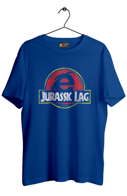 Men's t-shirt with prints Jurassic lag. Antiquity, browser, ie, internet explorer, jurassic park, lag, microsoft, not, windows. 2070702