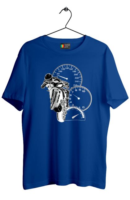 Футболка чоловіча з принтом "Мотоцикл І Швидкість Білий". Мото, мотоцикл, швидкість. 2070702