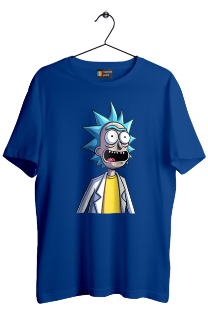 Men's t-shirt with prints Rick and Morty. Adventures, black humor, cartoon, rick, rick and morty, sci-fi, tragicomedy. 2070702