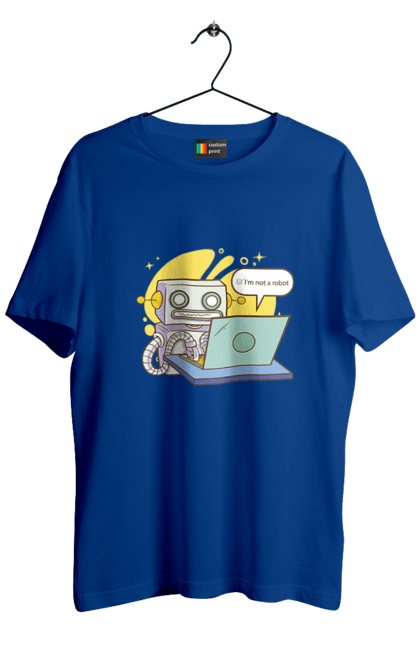 Футболка чоловіча з принтом "Я не робот Хакер зрозуміє 404 до дня програміста". 404, aws, backend, c++, cloud, css, frontend, golang, java, js, linux, python, script, web, ай ті, айті, айтішник, верстка, дата, код, компьютер, лаптоп, облако, ошибка, програміст, программа, программист, програмування, робот, хакер, язык. 2070702