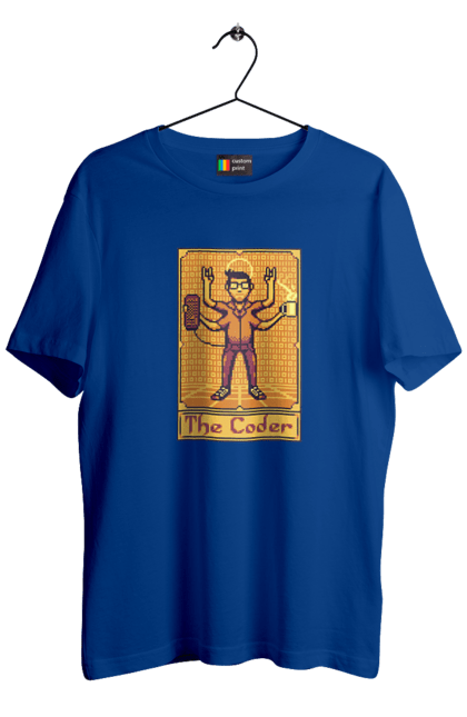 Футболка чоловіча з принтом "Карта таро  кодер". Ай ті, айтішник, карта таро, код, програміст, хакер. 2070702