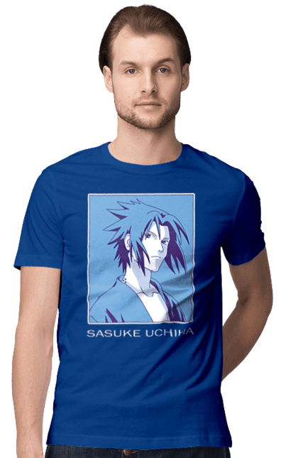 Men's t-shirt with prints Naruto Sasuke Uchiha. Anime, manga, naruto, sasuke, sasuke uchiha, team 7, team number 7, uchiha. 2070702