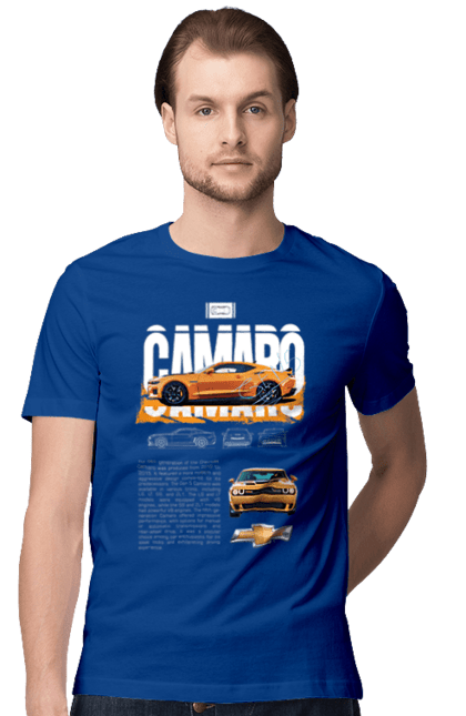 Футболка мужская с принтом Chevrolet Camaro. Camaro, chevrolet, chevrolet camaro, авто, автомобиль, камаро, машина, шевроле, шевроле камаро. 2070702