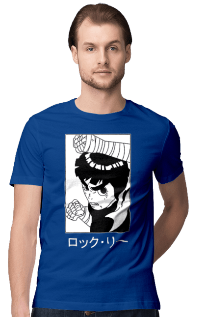 Men's t-shirt with prints Naruto Rock Lee. Anime, manga, naruto, rock lee, shinobi, team guy. 2070702