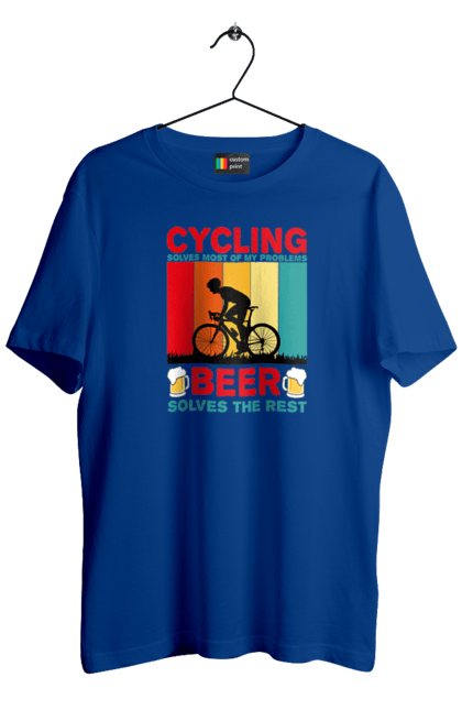 Футболка чоловіча з принтом "Cycling Beer". Алкоголь, брутальні, велосипед, веселі, для спортсменів, літні, пиво, спорт, чоловічі. 2070702