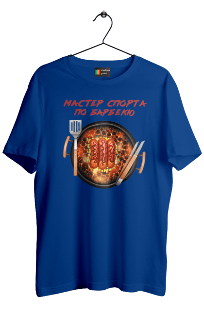 Men`s t-shirt with prints Master Of Sports On Barbecue. B-b-q, master of sport, picnic, sausages. 2070702