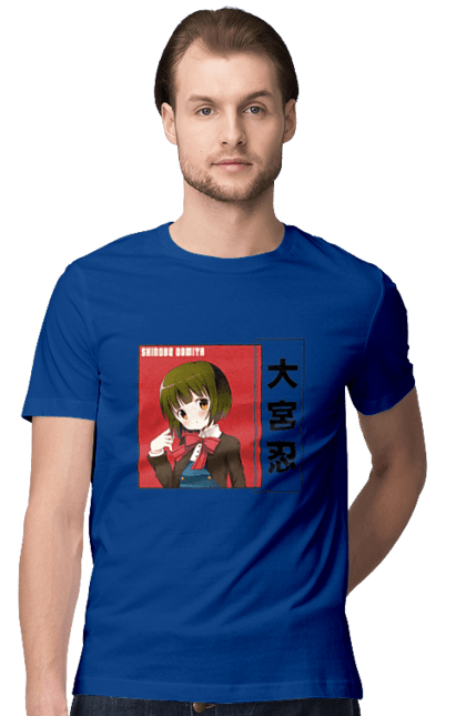 Men's t-shirt with prints Kiniro Mosaic Shinobu Omiya. Anime, gold mosaic, kiniro mosaic, kinmoza, manga, shinobu, shinobu omiya. 2070702