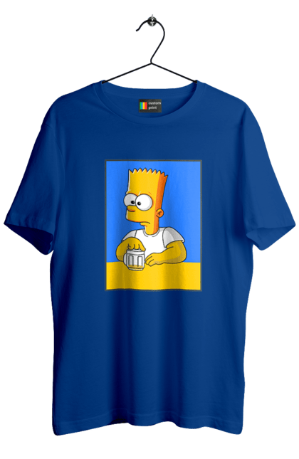 Футболка чоловіча з принтом "Барт любитель пива". Барт, барт сімпсон, мультперсонажі, мультфільми, сімпсони, український прапор. 2070702