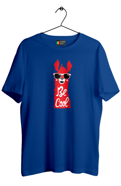 Футболка чоловіча з принтом "Крута лама". Звірі, круте, круто, лама, окуляри, тварини. 2070702