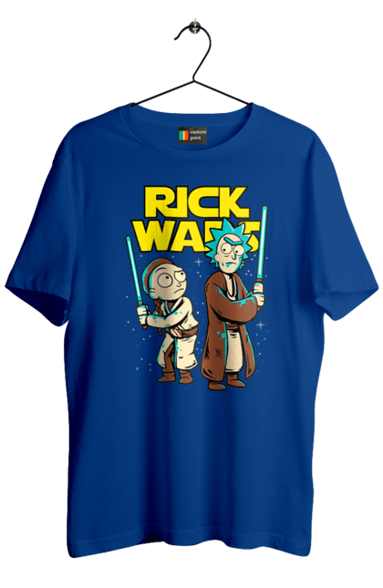 Men's t-shirt with prints Rick and Morty. Adventures, black humor, cartoon, rick, rick and morty, sci-fi, star wars, tragicomedy. 2070702