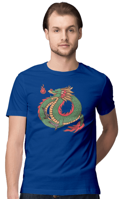 Men's t-shirt with prints The Dragon. Animal, chinese dragon, dragon, green dragon, symbol. 2070702