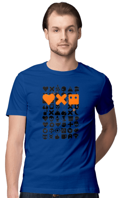 Men`s t-shirt with prints Robotization. Code, life of robots, love cars, love robots, machine code, robot, robotic love, work and love, work in life. 2070702