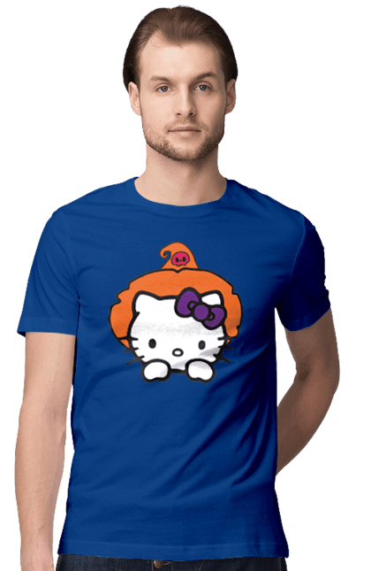 Men's t-shirt with prints Hello Kitty Halloween. Brand, cat, character, halloween, hello kitty, kitten, kitty, witch. 2070702