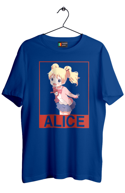 Men's t-shirt with prints Kiniro Mosaic Alice Cartelet. Alice, alice cartelet, anime, gold mosaic, kiniro mosaic, kinmoza, manga. 2070702