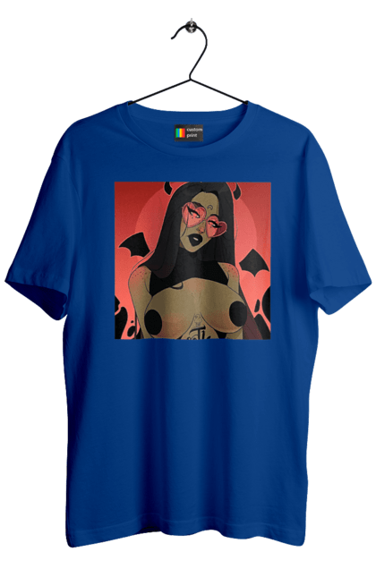 Футболка чоловіча з принтом "Диявол З Цицьками". Гола, диявол, сиськи. 2070702