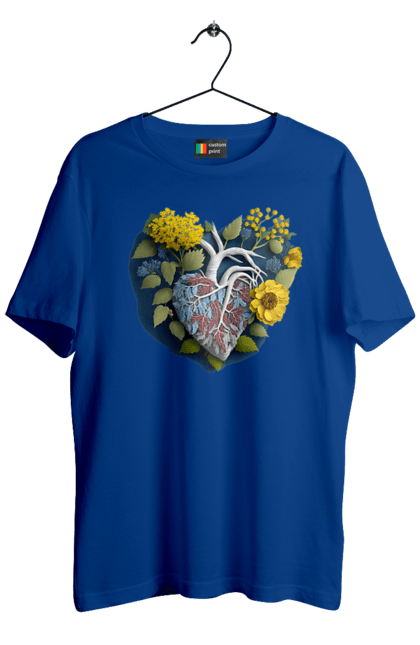 Футболка чоловіча з принтом "Серце квіти". Люблю україну, перемога україни, серце, символи україни, соняшник, традиції україни, україна. 2070702