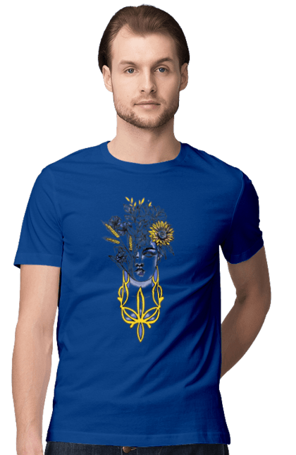 Футболка чоловіча з принтом "Українка". Жінка, соняшник, українка. 2070702