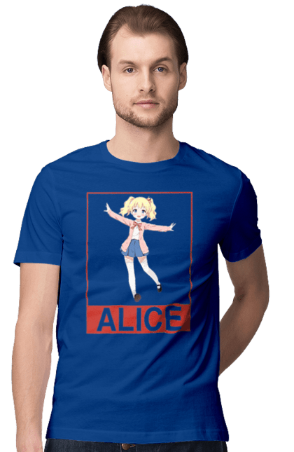 Men's t-shirt with prints Kiniro Mosaic Alice Cartelet. Alice, alice cartelet, anime, gold mosaic, kiniro mosaic, kinmoza, manga. 2070702