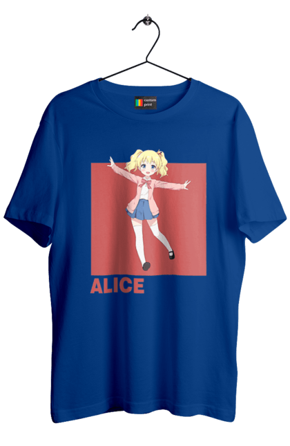 Men's t-shirt with prints Kiniro Mosaic Alice Cartelet. Alice, alice cartelet, anime, gold mosaic, kiniro mosaic, kinmoza, manga. 2070702