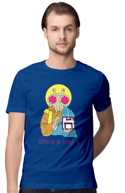 Футболка чоловіча з принтом "Врятуй та ctrl+s". It, врятуй та ctrl+s, гумор, іржака, кек, лол, мем, прикол, програміст, радість, сміх. 2070702