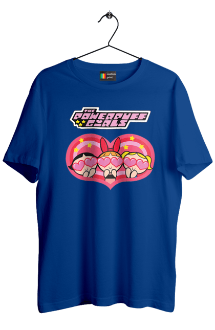 Men's t-shirt with prints Powerpuff Girls. Animated series, blossom, bubbles, buttercup, cartoon network, cool girls, heart, powerpuff girls. 2070702