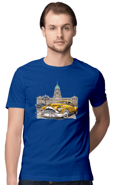 Футболка чоловіча з принтом "Автомобіль та архітектура модерн". Автомобіль, архітектура, модерн. 2070702