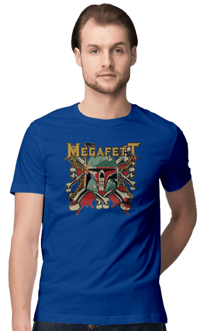 Men's t-shirt with prints Megafett. Bob fett, boba fett, clone, head hunter, megadeth, megafett, star wars. 2070702