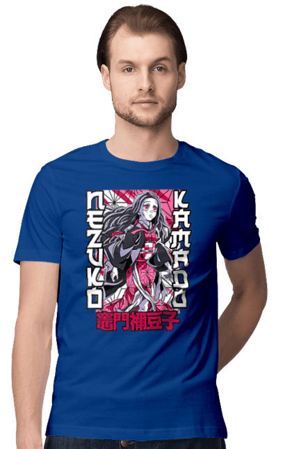 Men's t-shirt with prints Demon Slayer Nezuko. Anime, demon slayer, kimetsu no yaiba, manga, nezuko, serial. 2070702