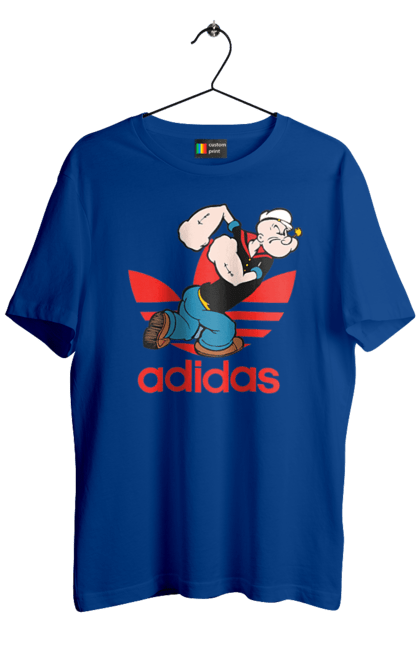 Футболка чоловіча з принтом "Adidas Моряк Попай". Adidas, popeye the sailor, адідас, комікс, моряк, мультфільм, серіал, трубка. 2070702