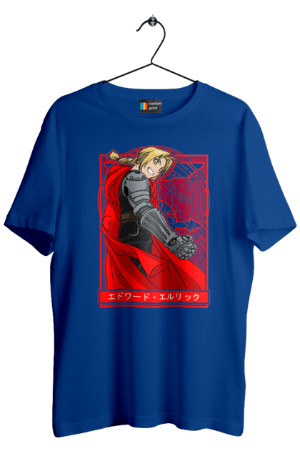 Футболка мужская с принтом Стальной алхимик Эдвард Элрик. Edward, edward elric, fullmetal alchemist, аниме, драма, манга, стальной алхимик, стимпанк, эдвард, эдвард элрик. 2070702