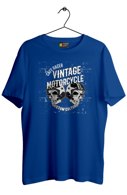 Футболка чоловіча з принтом "мото вантажу". Вінтаж, мото, череп, шолом. 2070702