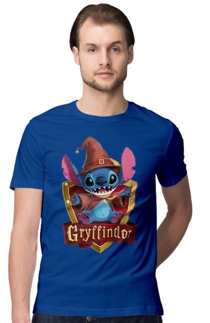 Men's t-shirt with prints Stich Gryffindor. Faculty, franchise, gryffindor, harry potter, hogwarts, stich. 2070702