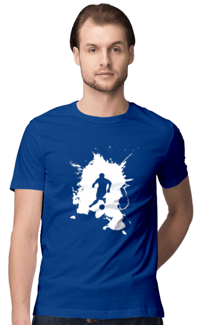 Футболка чоловіча з принтом "Футбол у серці". Ворота, гол, збірна, м`яч, перемога, спорт, турнір, україна, футбол, чемпіонат. 2070702