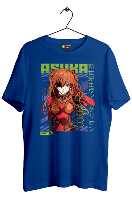 Men's t-shirt with prints Evangelion Asuka. Anime, asuka, asuka langley sorry, eva 02, evangelion, eve, kaoru, manga, ray, shinji. 2070702