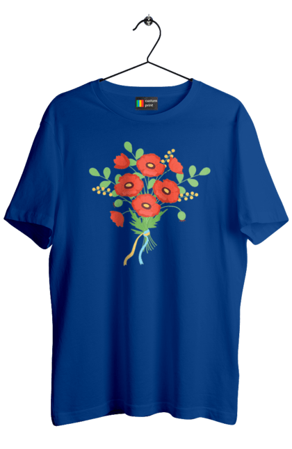 Футболка чоловіча з принтом "Червоні маки". Квіти, мак, прапор україни, символ україни, традиції україни, україна, червоні маки. 2070702