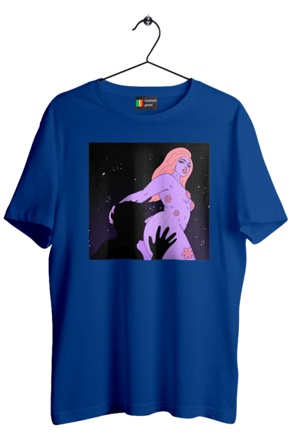 Футболка чоловіча з принтом "Фіолетова Дівчина". Дівчина, тіло. 2070702