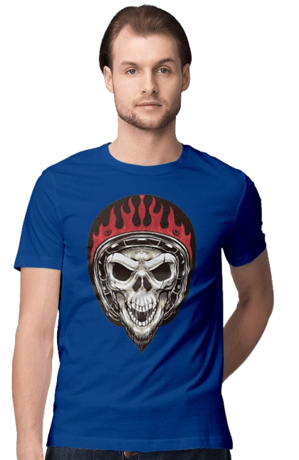 Skull in a motorcycle helmet