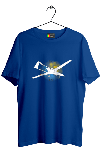 Футболка чоловіча з принтом "Товариш байрактар". Акварель, байрактар, небо, славаукраїні, україна. 2070702