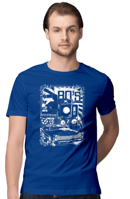 Men`s t-shirt with prints 80 E, Machine And Music. 80, 80s, machine, music. 2070702