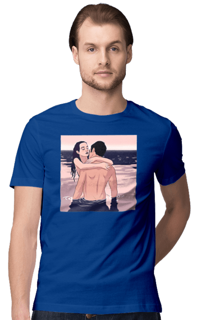 Футболка чоловіча з принтом "Парочка Обнімається В Річці". Голо, кохання, пара. 2070702