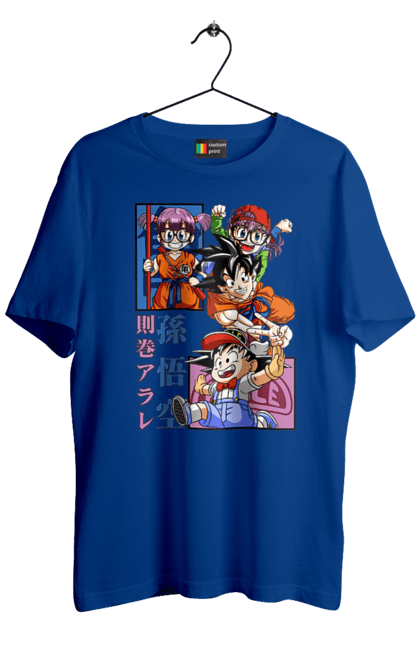 Men's t-shirt with prints Dragon Ball Son Goku and Arale. Anime, arale, arale norimaki, dr. slump, dragon ball, goku, manga, son goku, tv series. 2070702